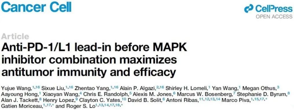 Cancer Cell丨打破传统，联合用药中抗PD-1/L1的妙用