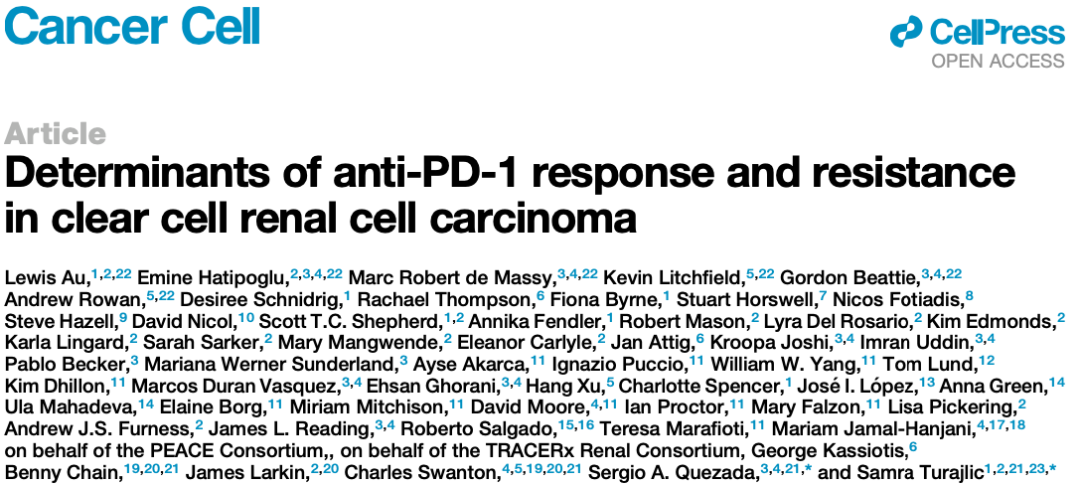肾透明细胞癌患者对anti-PD-1响应与否的决定性因素